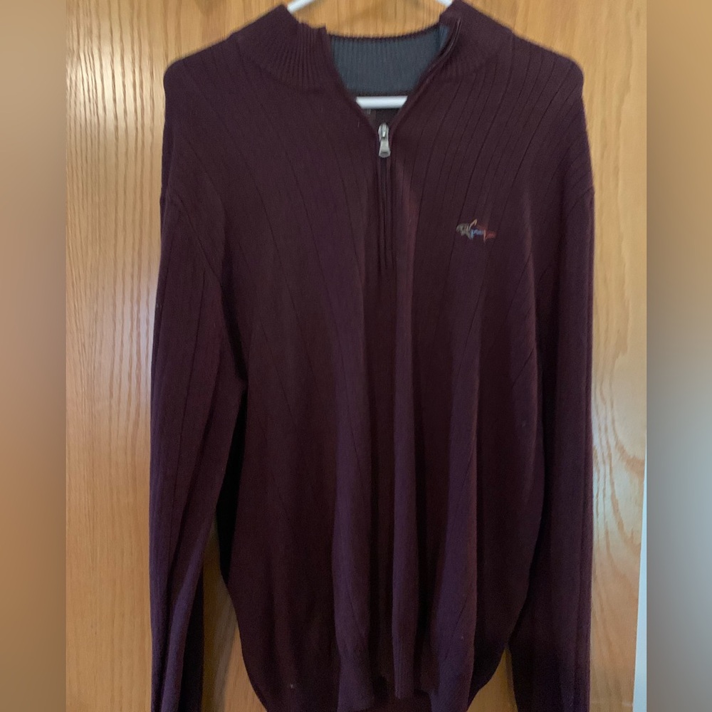 Men’s Greg Norman 1/4 Zip Sweater, Size Medium, Maroon. Brand New with Tags.